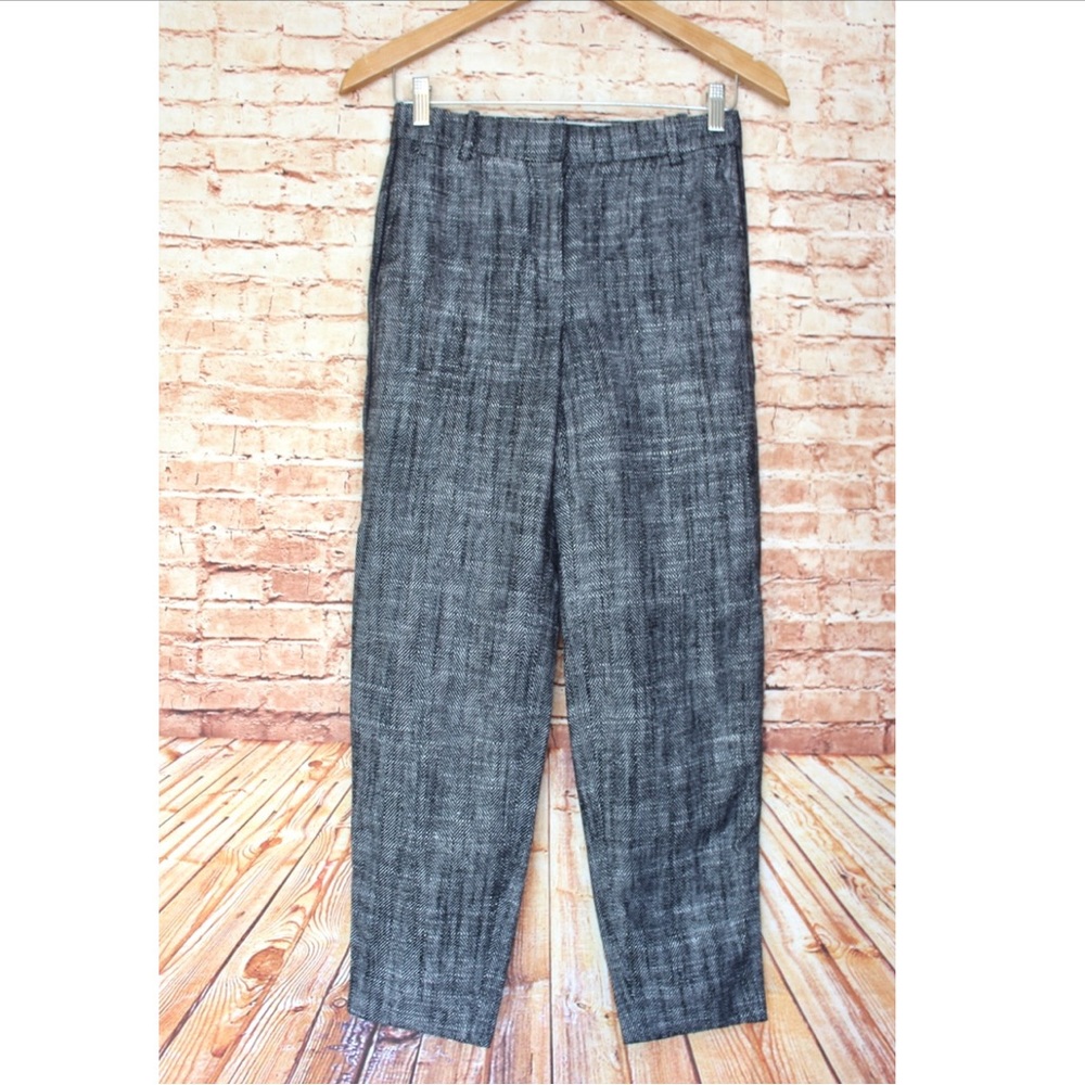 J.Crew Black & White Herringbone Trousers with a Navy Pinstripe